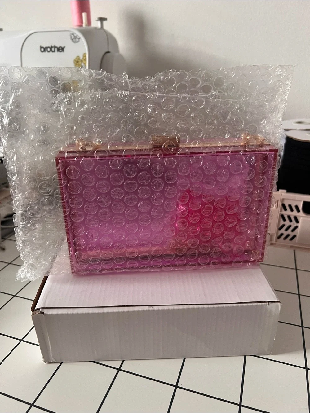 Clear Pink Acrylic clutch Bag